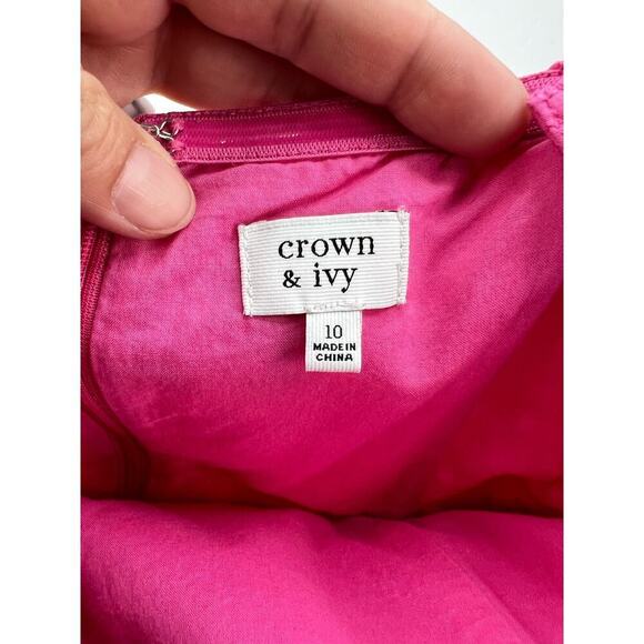 Crown and Ivy 10 Women's Pink Eyelet Removable Straps Fully Lined Cotton Dress - Picture 7 of 11